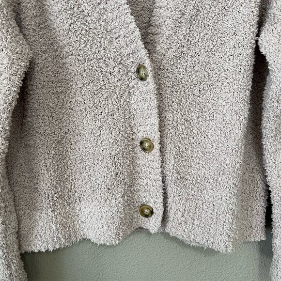Hem & Thread Fluffy Knit V Neck Button Front New Womens Cozy Cardigan Sweater - Picture 5 of 6